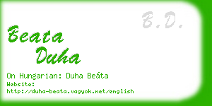 beata duha business card